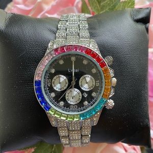 Luxury Watch Men bling Silver Big Dial Wristwatch